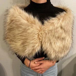 light blush faux fur wrap